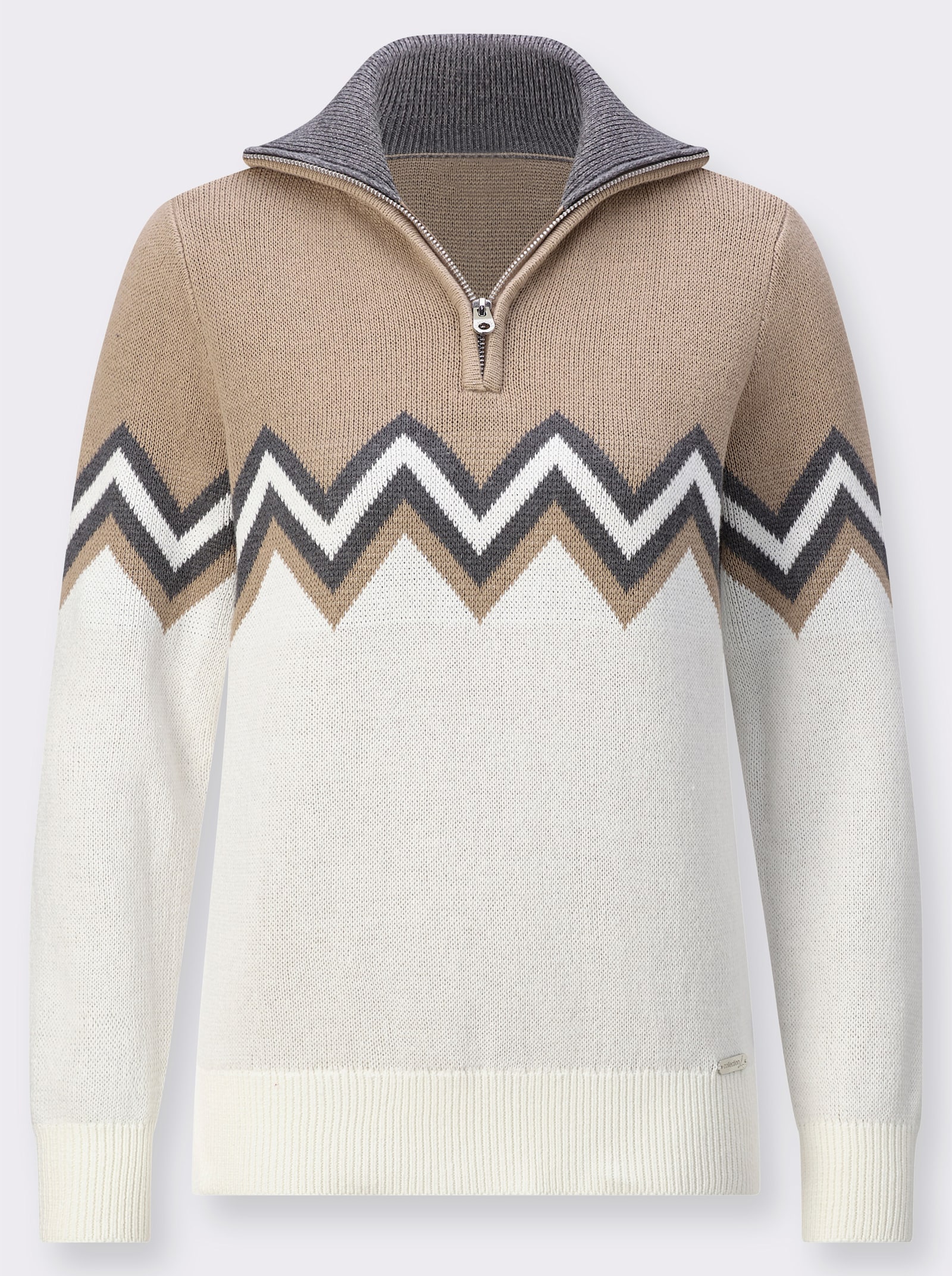 Pullover mit Strickmuster - sesam-ecru-gemustert