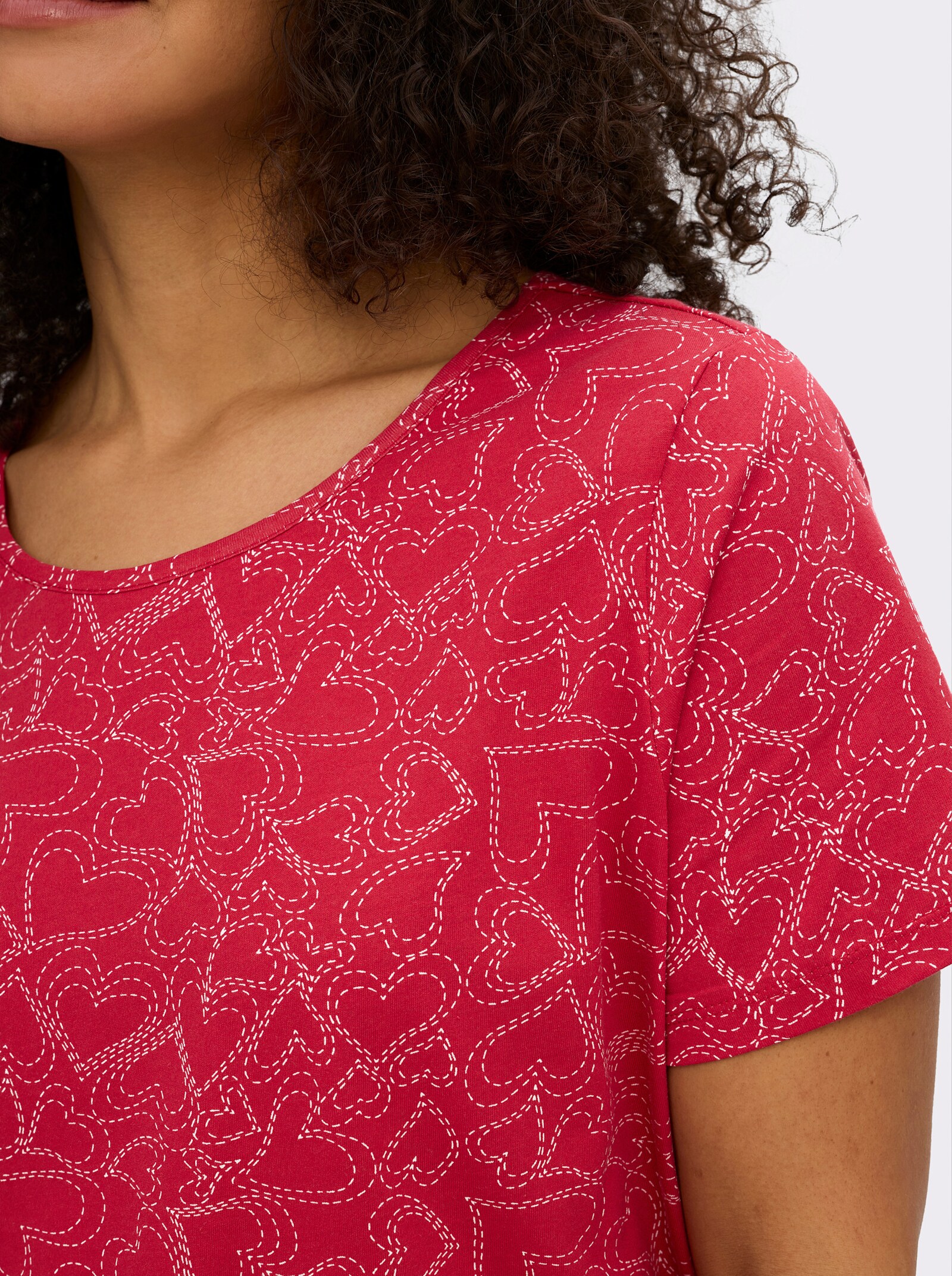 T-Shirt mit Herzchen-Dessin - erdbeere-bedruckt