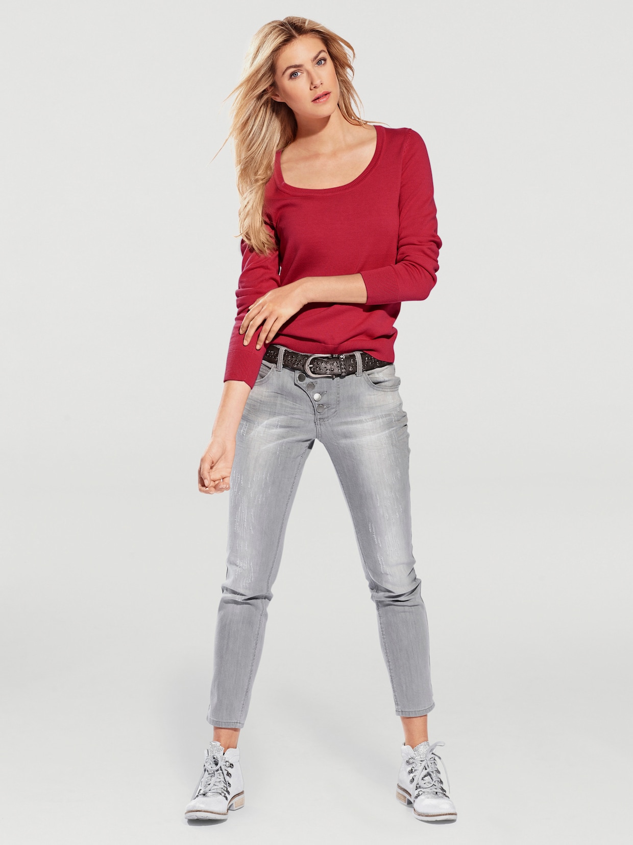 heine Rundhals-Pullover - rot