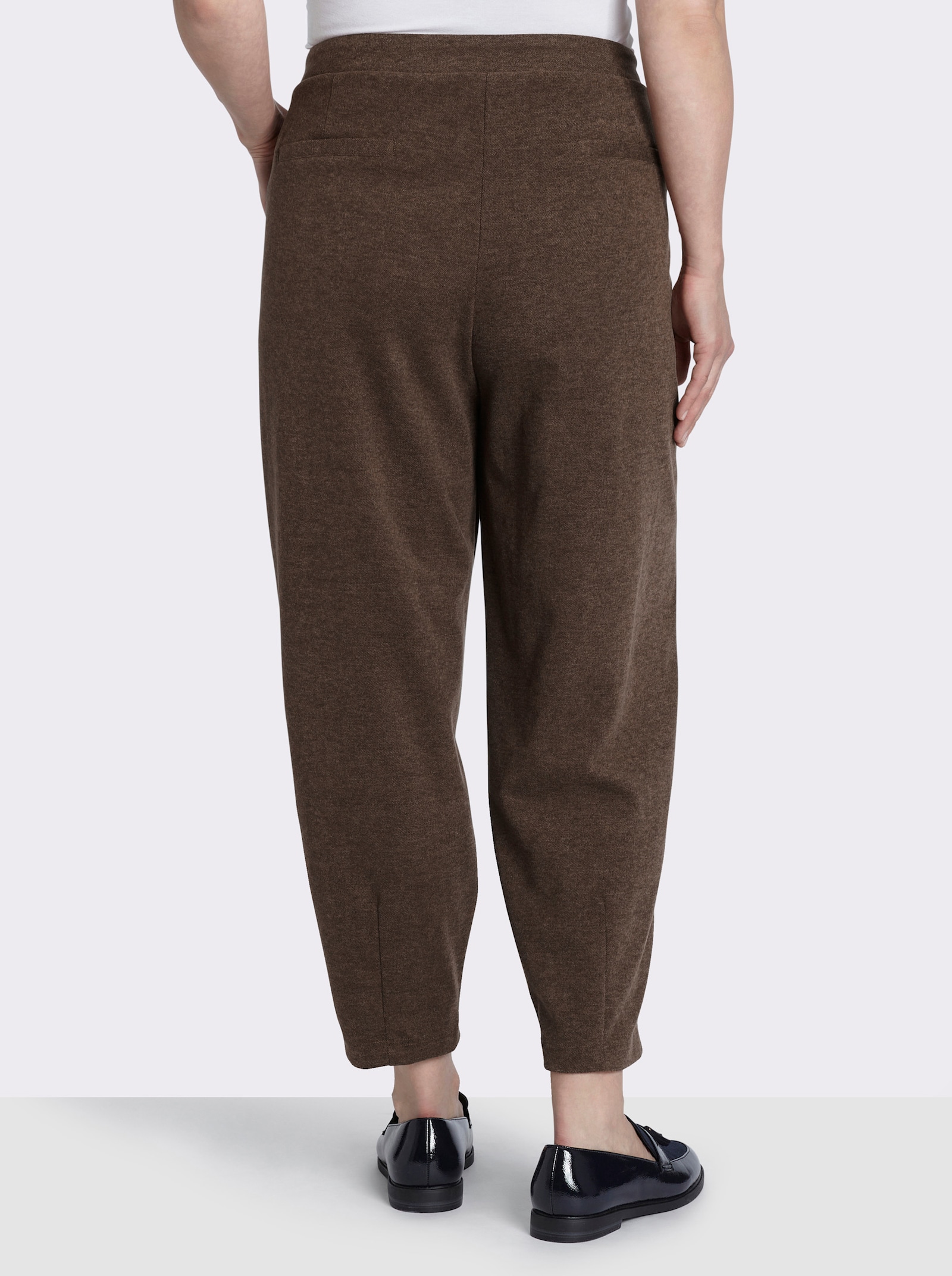 sheego Hose aus Flanell, mit Barrel-Leg - schoko