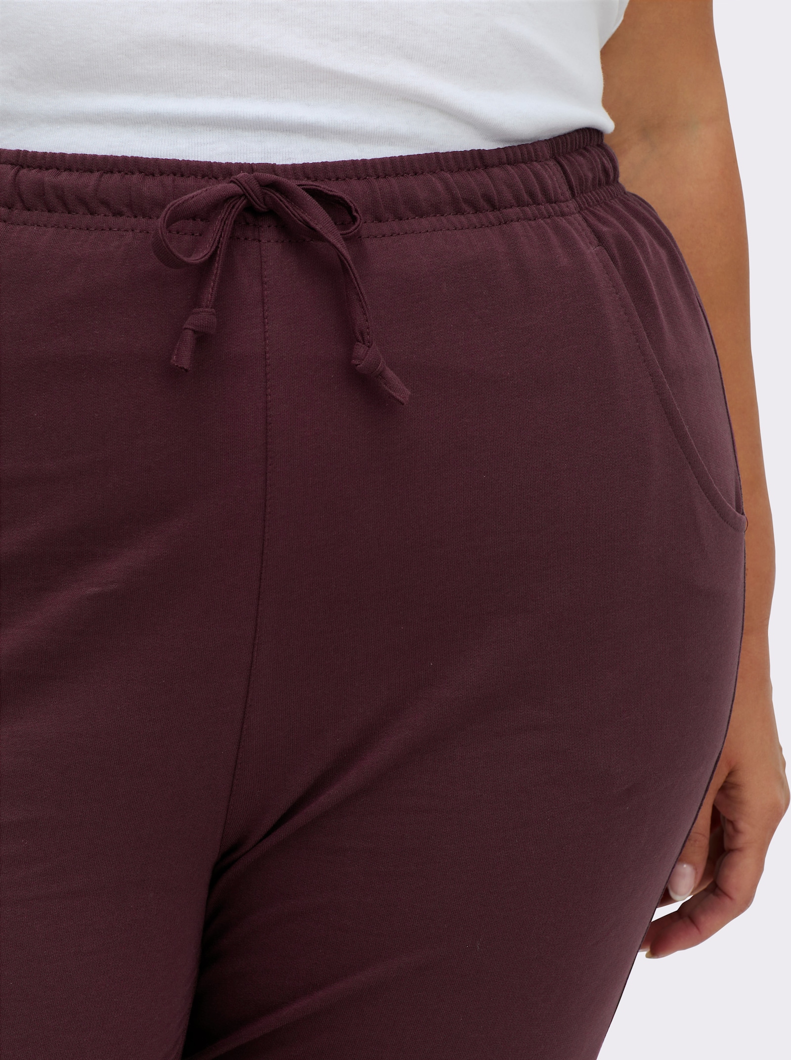 Jerseyhose mit Tunnelzug und Bindeband - burgund