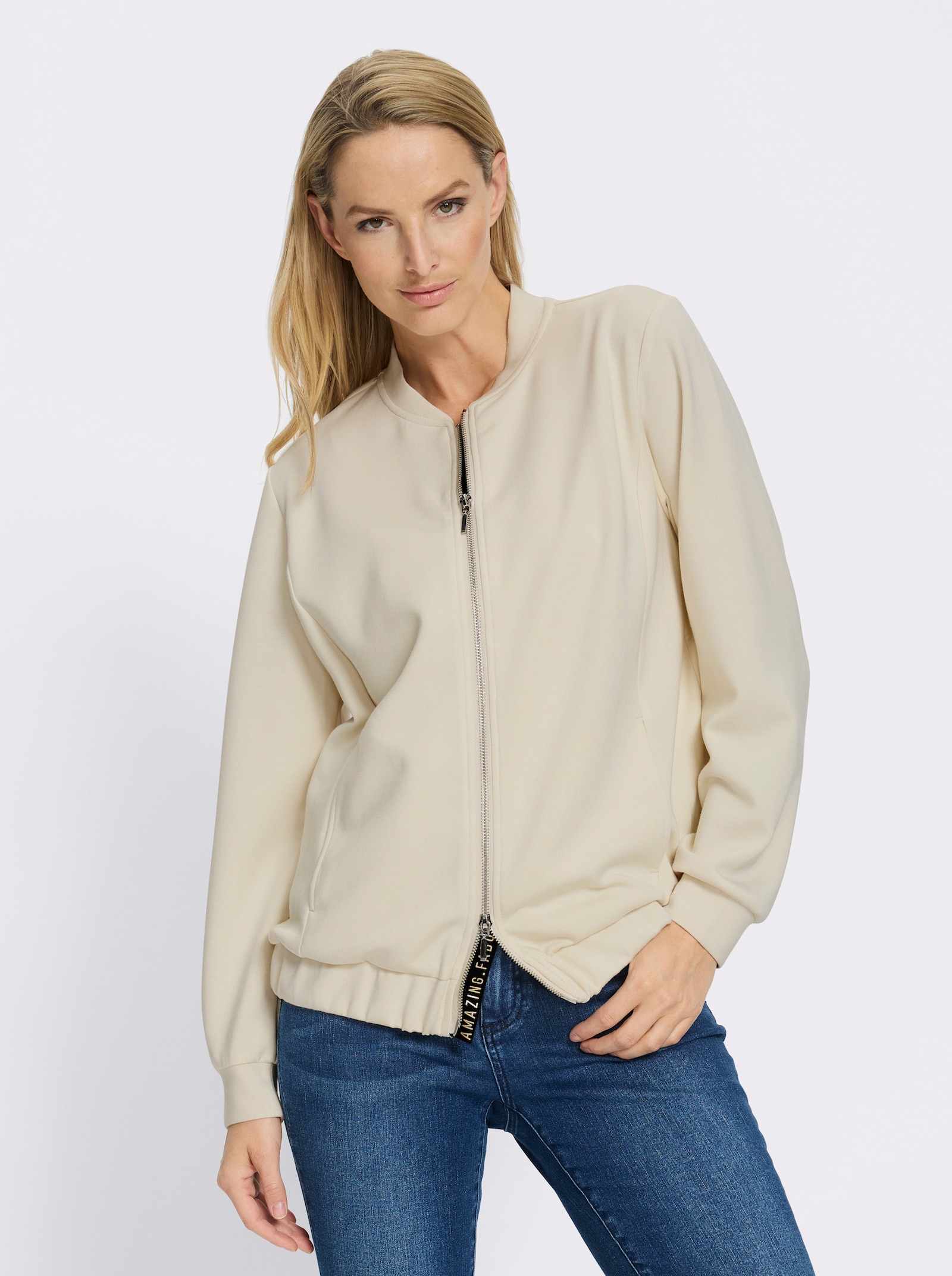 heine Shirtjacke mit 2-Wege-Reissverschluss - champagner
