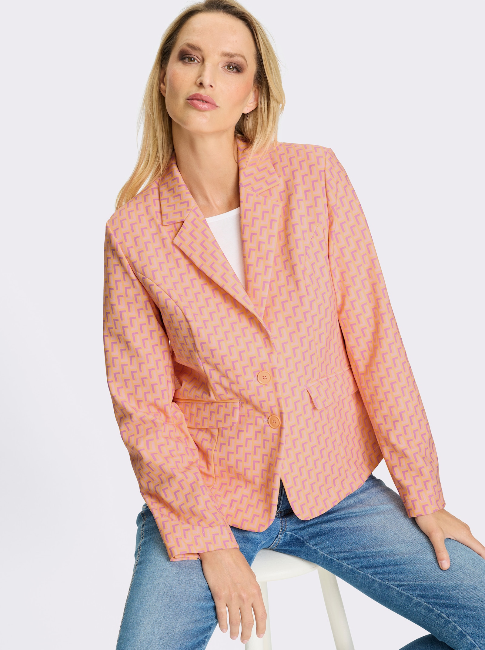 heine Jerseyblazer - apricot-rosé-bedruckt