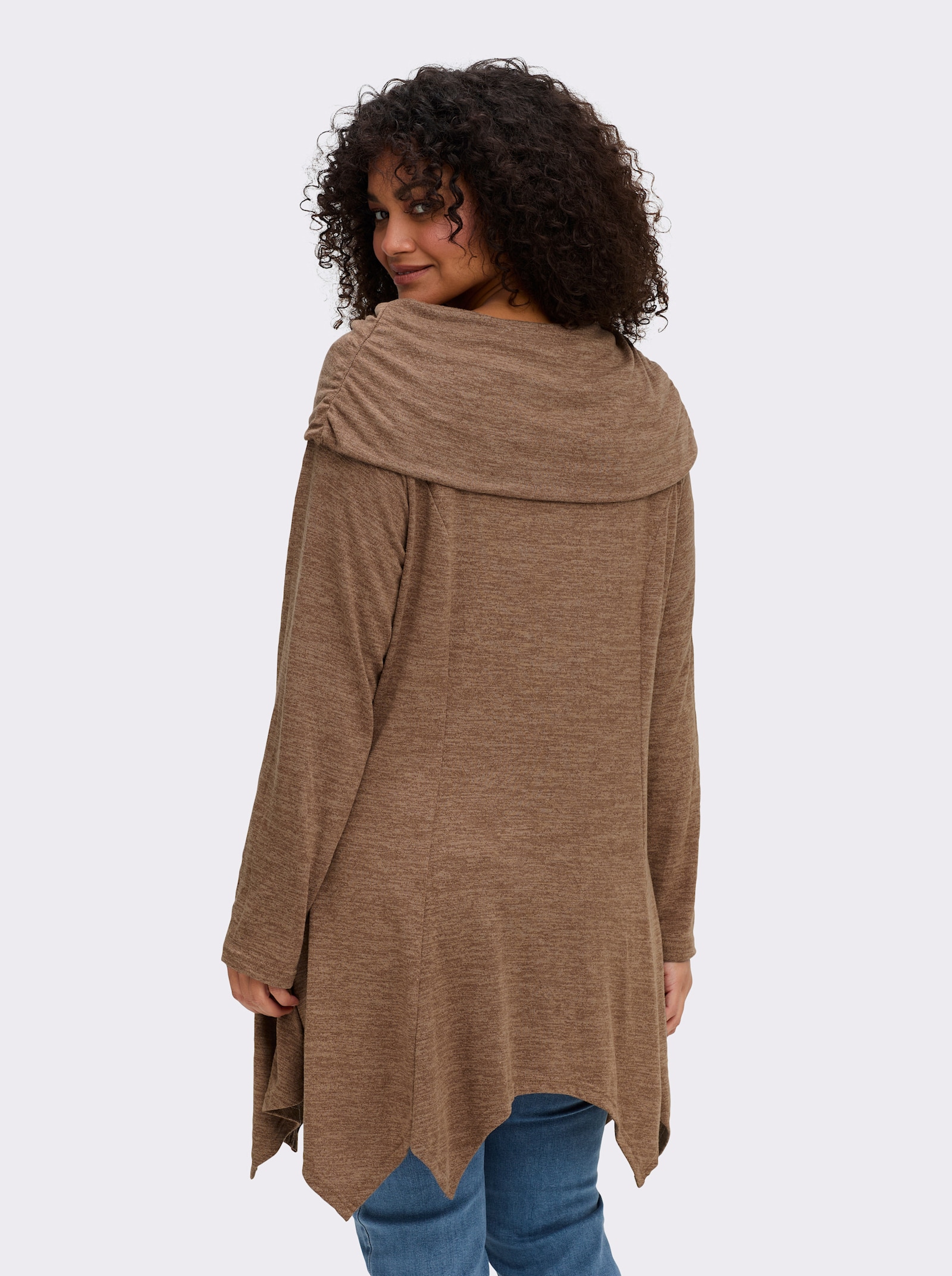 sheego by Joe Browns Longsweatshirt im Strick-Look - braun-meliert