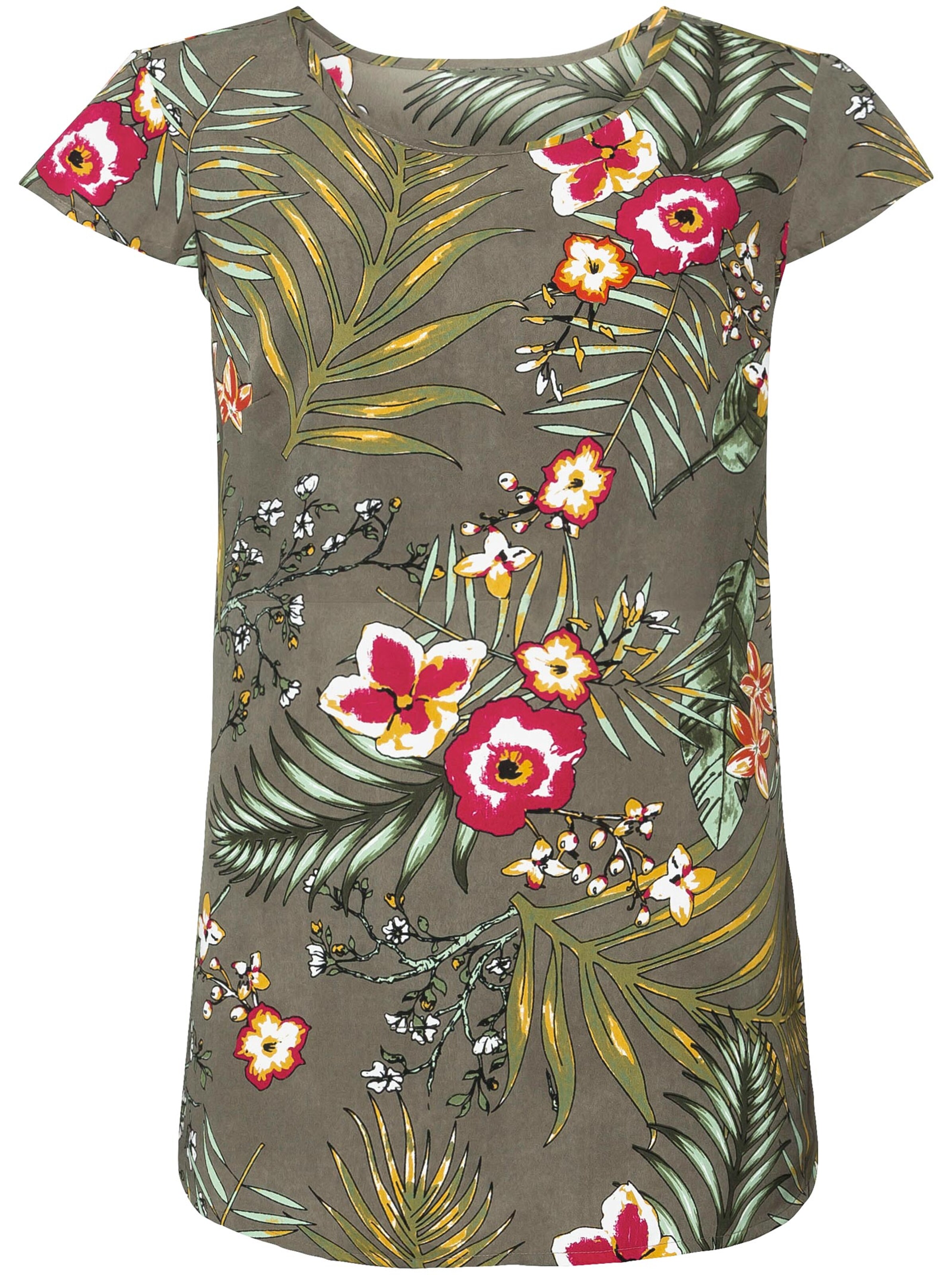 Bluse - oliv-gemustert