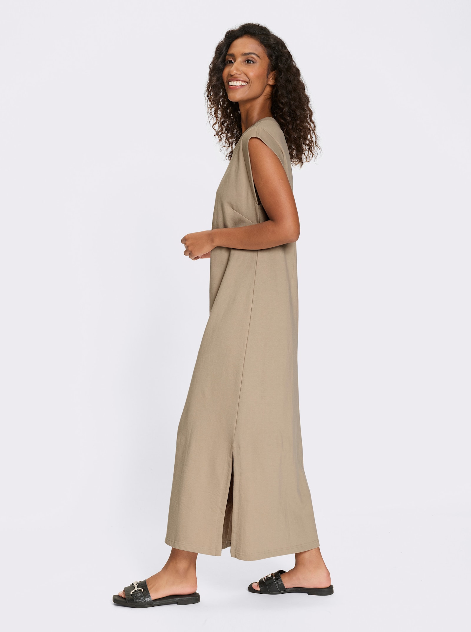 heine Freizeitkleid mit langen Seitenschlitzen - beige