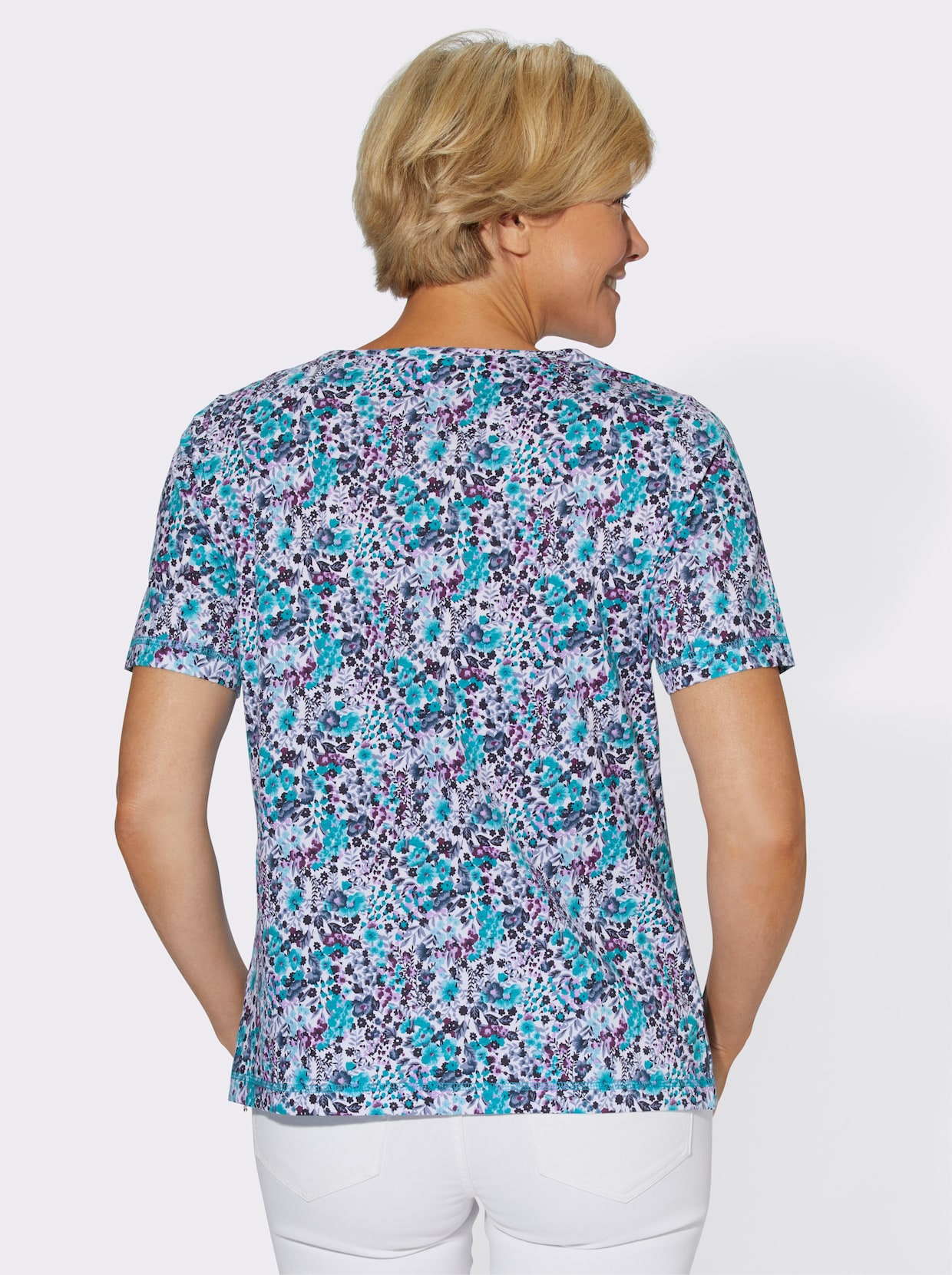 Shirt met korte mouwen - wit/turquoise bedrukt