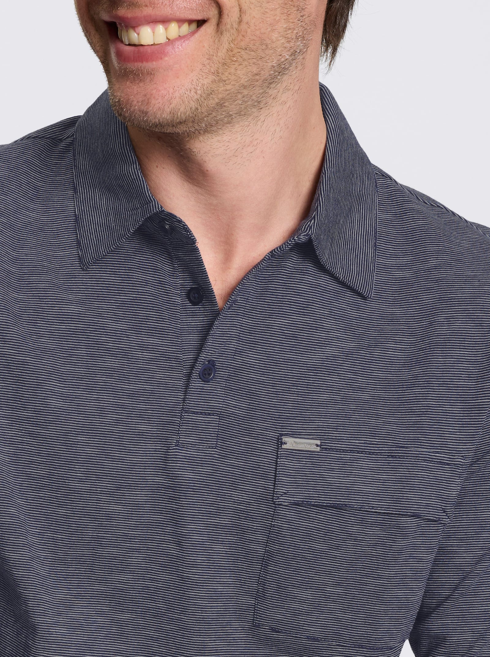 Marco Donati Langarmshirt mit garngefärbtem Streifen-Muster - marine-gestreift