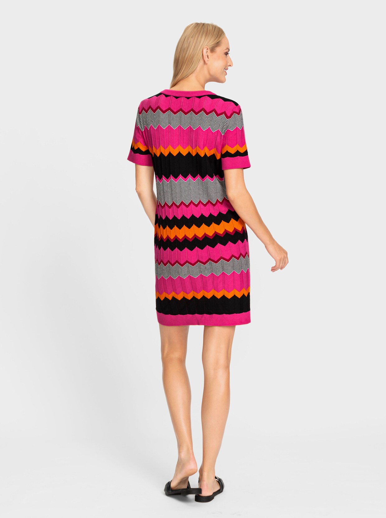 heine Tricot jurk - fuchsia/zwart gedessineerd