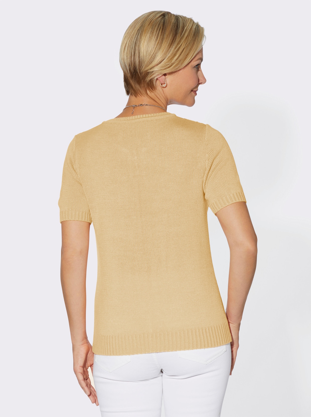 Pullover met korte mouwen - vanille