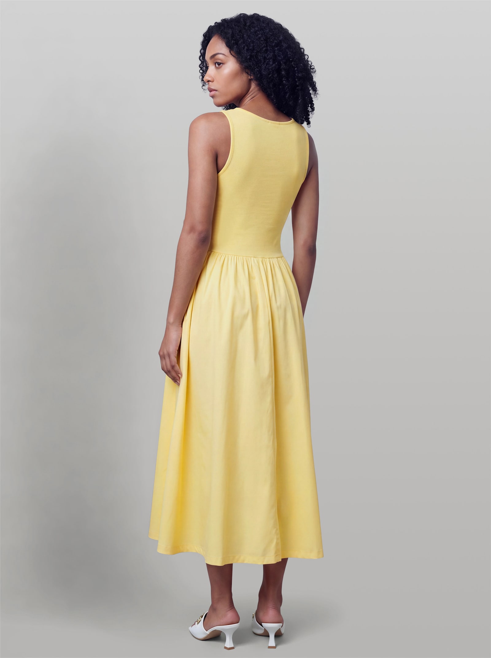 heine A-Linien-Kleid mit Jersey-Oberteil - zitrone