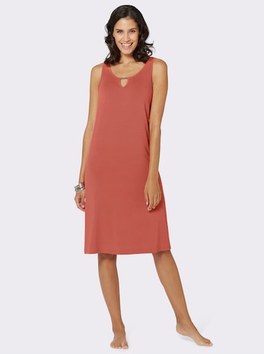 feel good Sommerkleid mit Zierspange - terrakotta