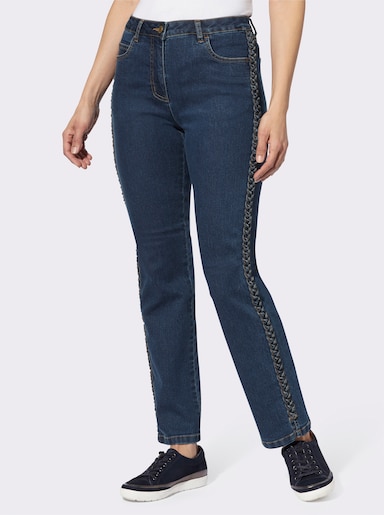 5-Pocket-Jeans mit Flechtverzierung an den Seiten - blue-stone-washed