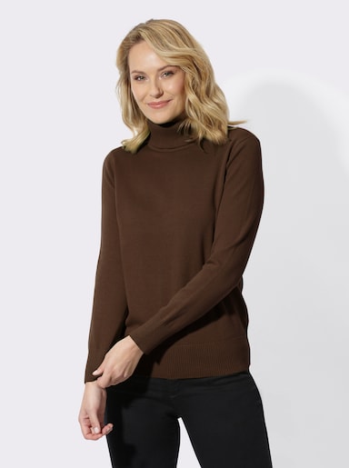Rollkragenpullover mit Rippbündchen - schoko
