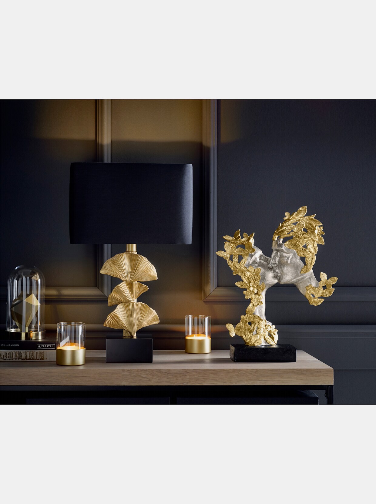 Schwartinsky Lampe de table - noir-couleur doré