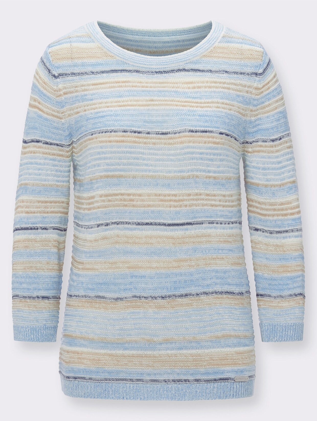 3/4 Arm-Pullover - hellblau-gestreift