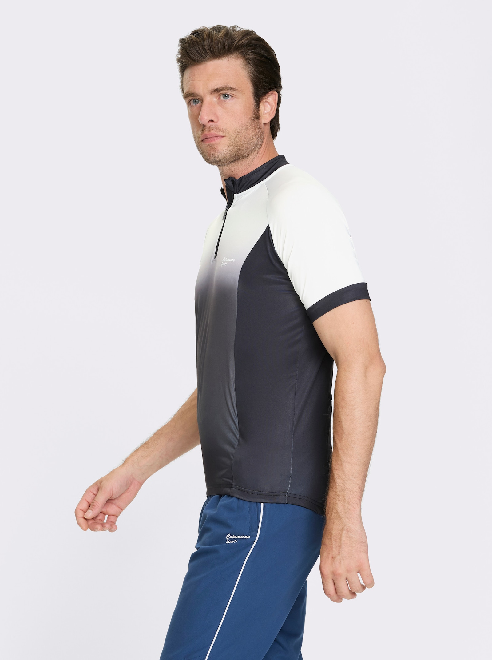 Catamaran Sports Funktionsshirt mit Reißverschluss-Taschen hinten - schwarz