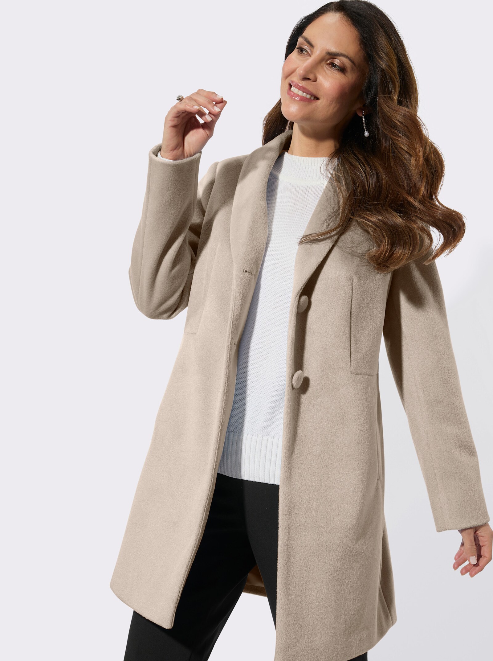 Longjacke mit Reverskragen - sesam