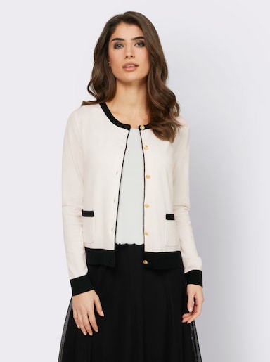 heine Cardigan mit Kontrast-Paspeln - ecru