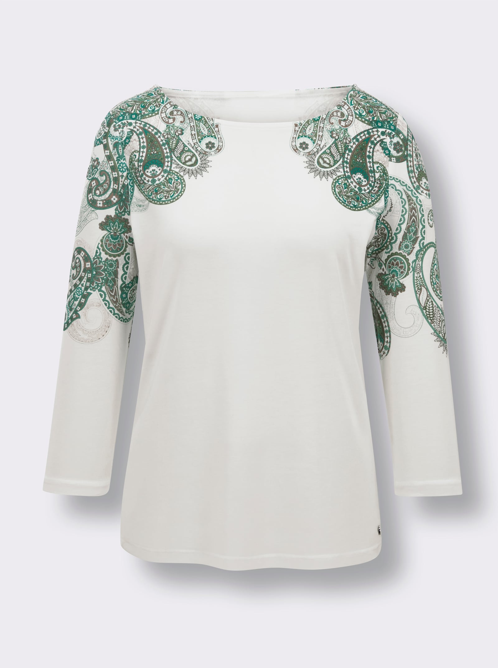 CREATION L PREMIUM 3/4-Arm-Shirt in TENCEL-Qualität - ecru-salbei-bedruckt