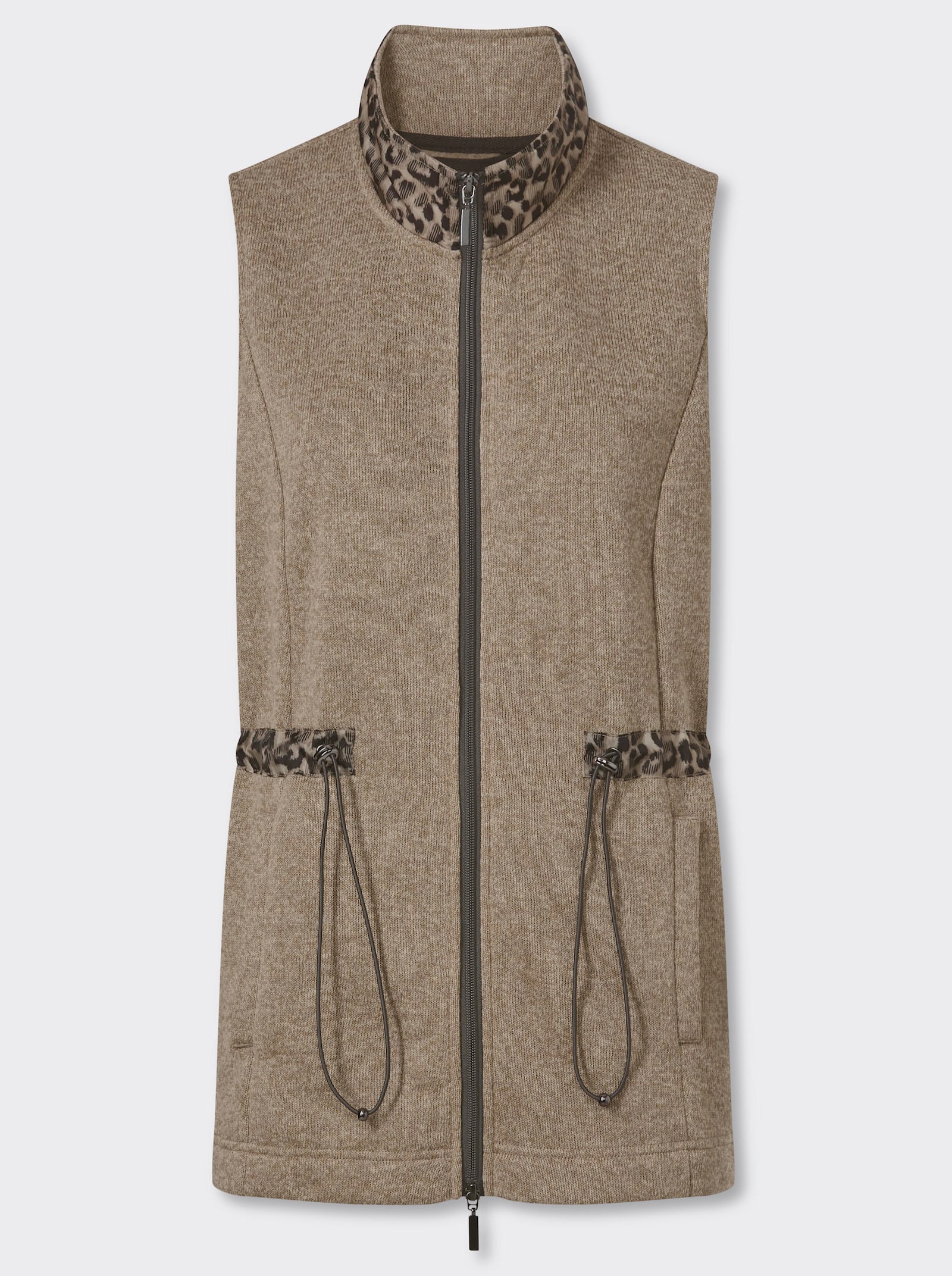 Fleeceweste mit Leo-Details - sand-graphit