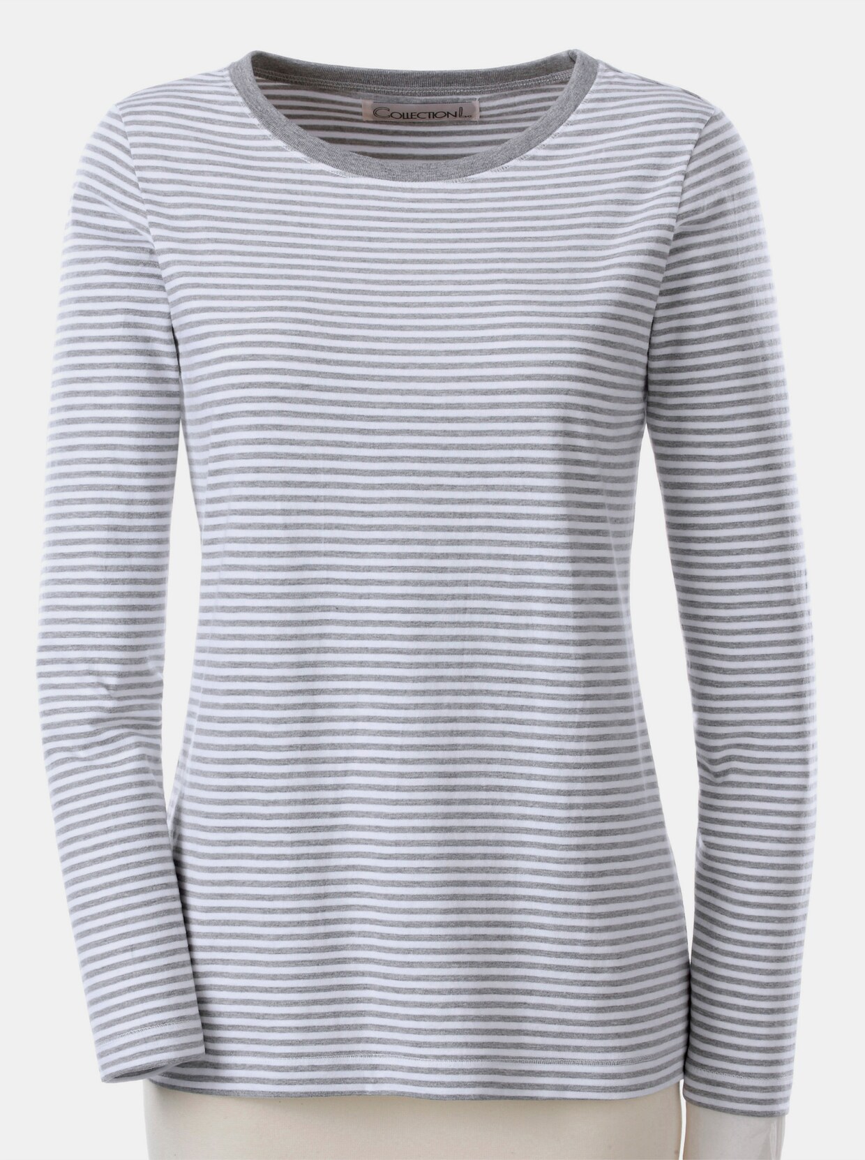 Shirt met lange mouwen - wit/grijs gestreept