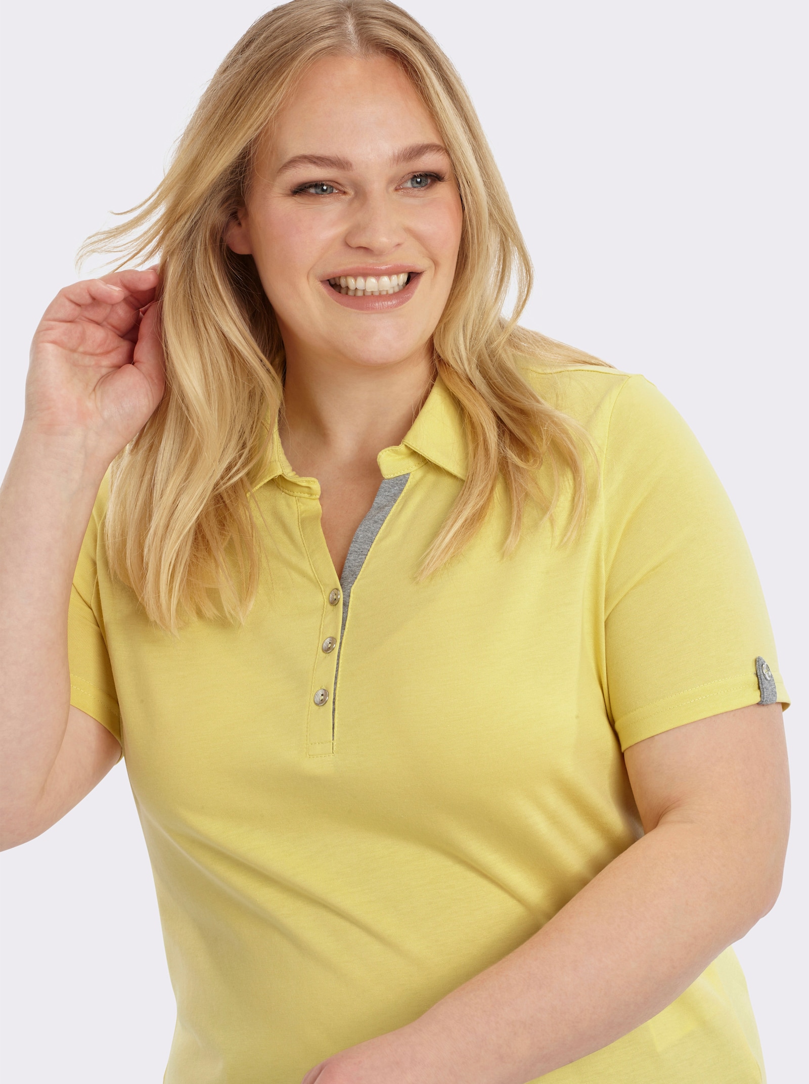 Poloshirt mit Zierriegel - zitrone