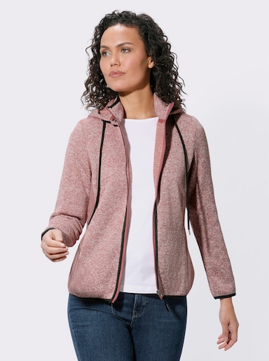 Strickfleecejacke mit seitlichen Strick-Einsätzen - rosenholz-meliert