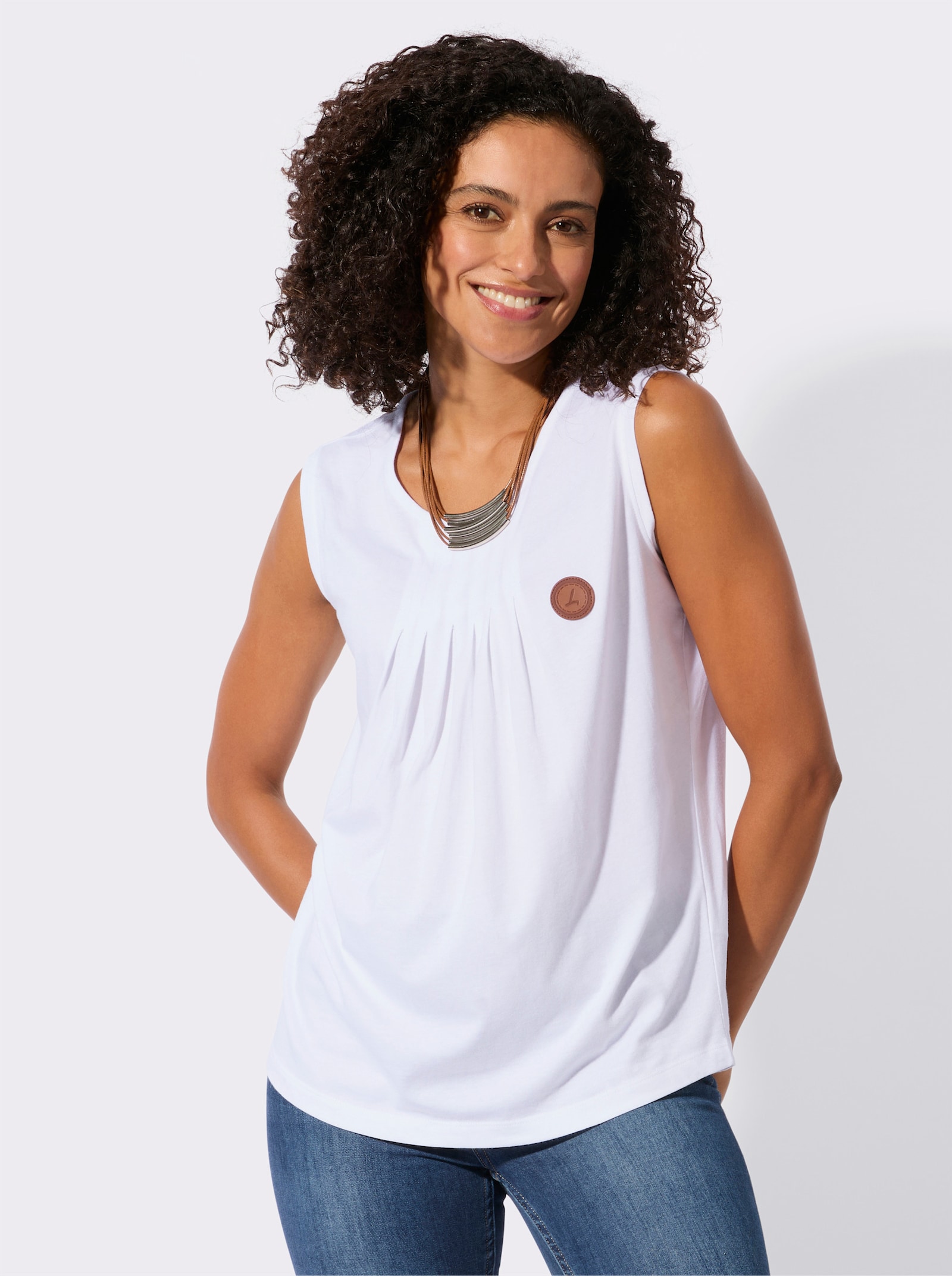 Shirttop mit Biesenverzierung - weiß