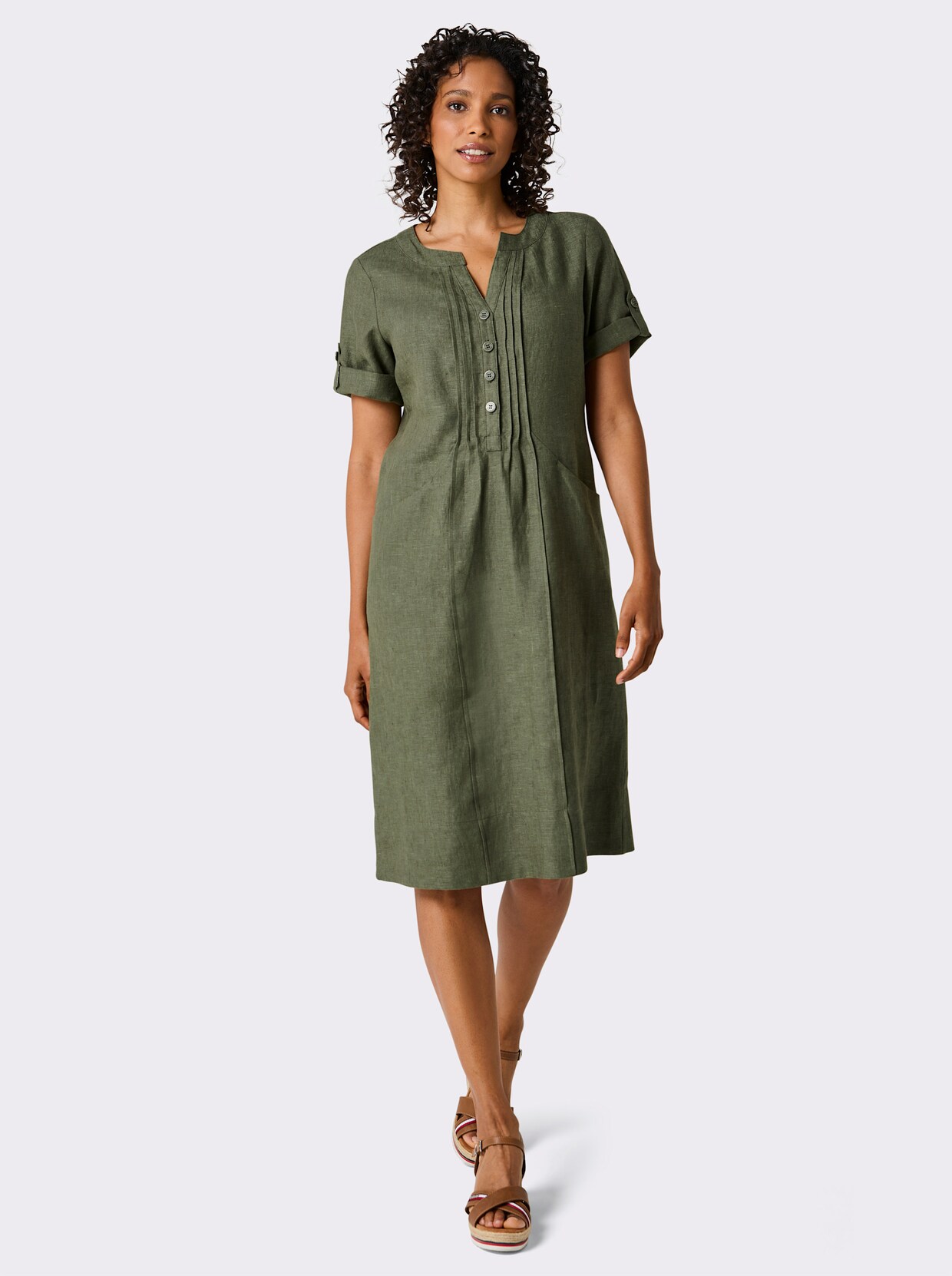 CREATION L PREMIUM Sommerkleid - khaki-meliert