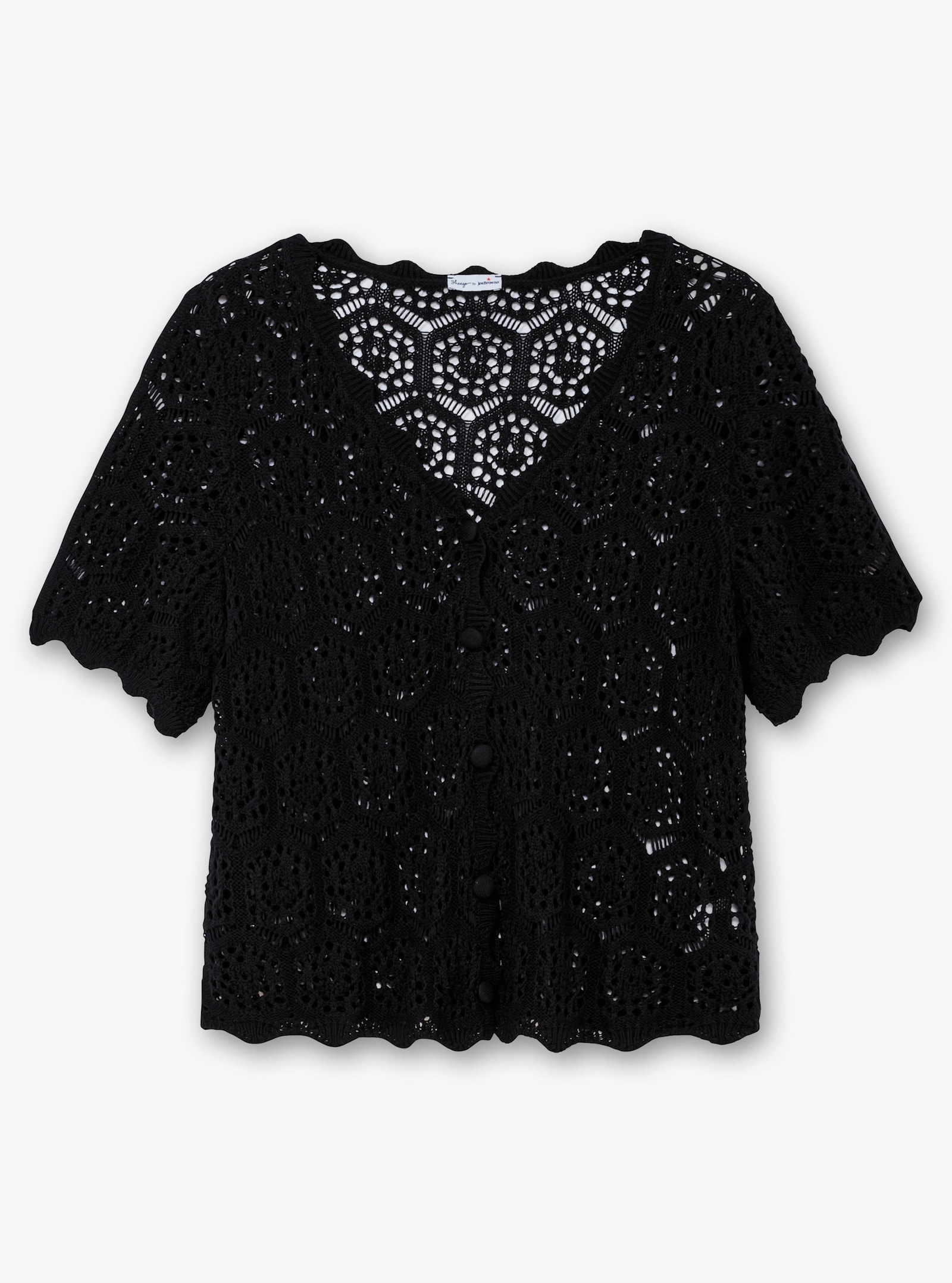 sheego by Joe Browns Ajourstrickjacke mit kurzem Arm - schwarz