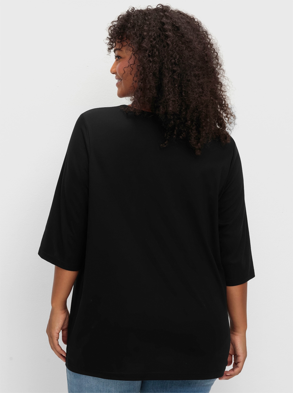 sheego Shirt met 3/4-mouw - zwart