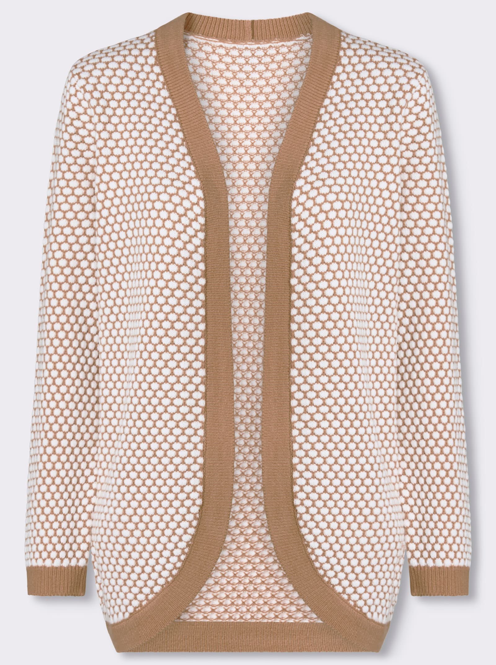 Strickjacke mit Strickstruktur - camel-ecru-gemustert