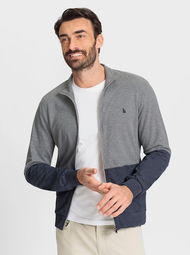 Catamaran Shirtjacke mit Reißverschluss - hellgrau-marine-meliert