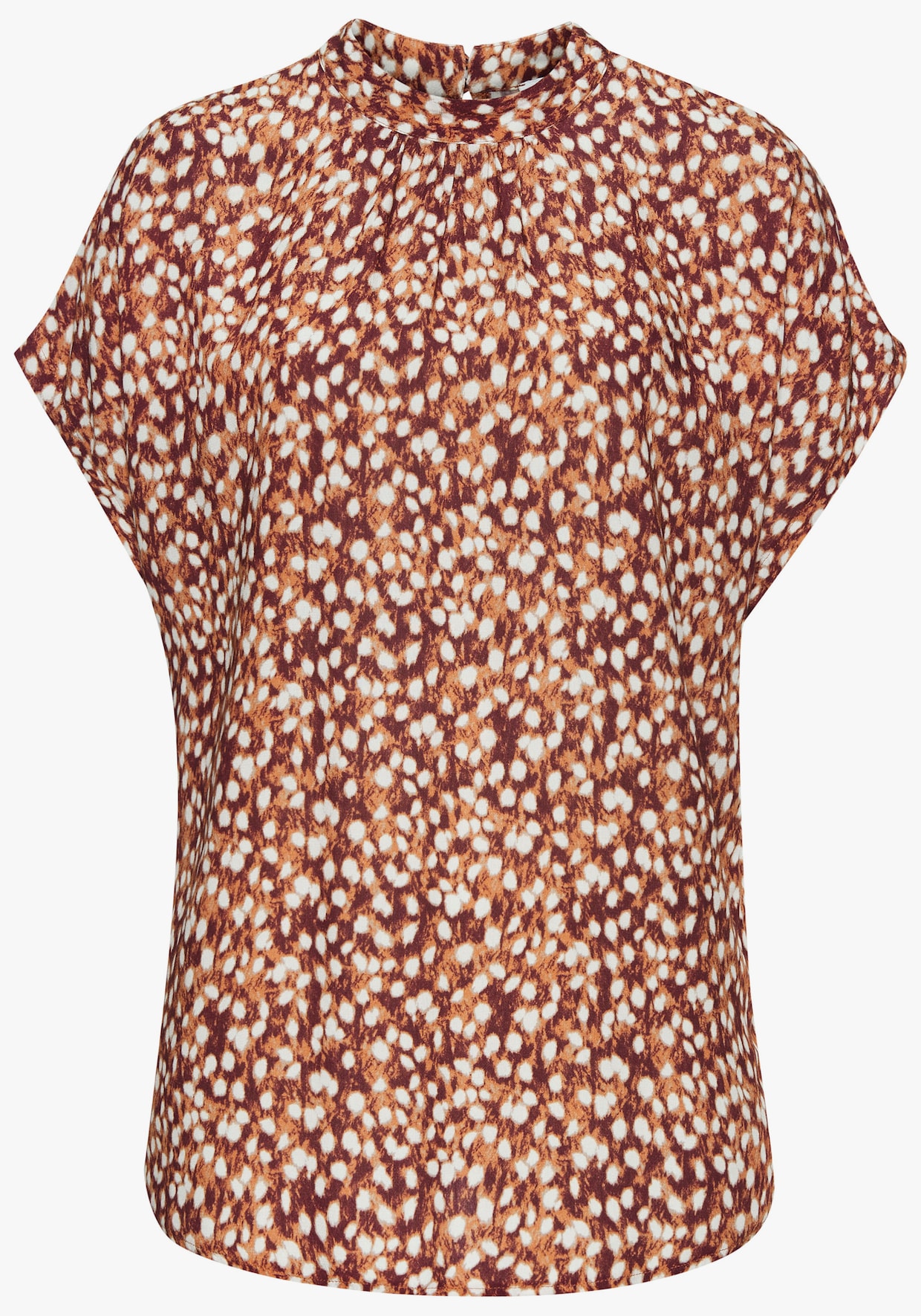 Vivance Blouse met korte mouwen - bruin/crème bedrukt