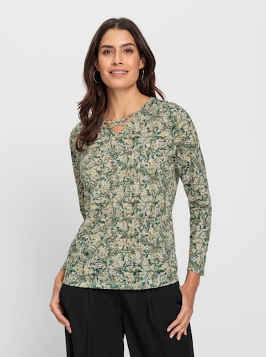 Print-Shirt in Ausbrenner-Qualität - lindgrün-zitrone-bedruckt