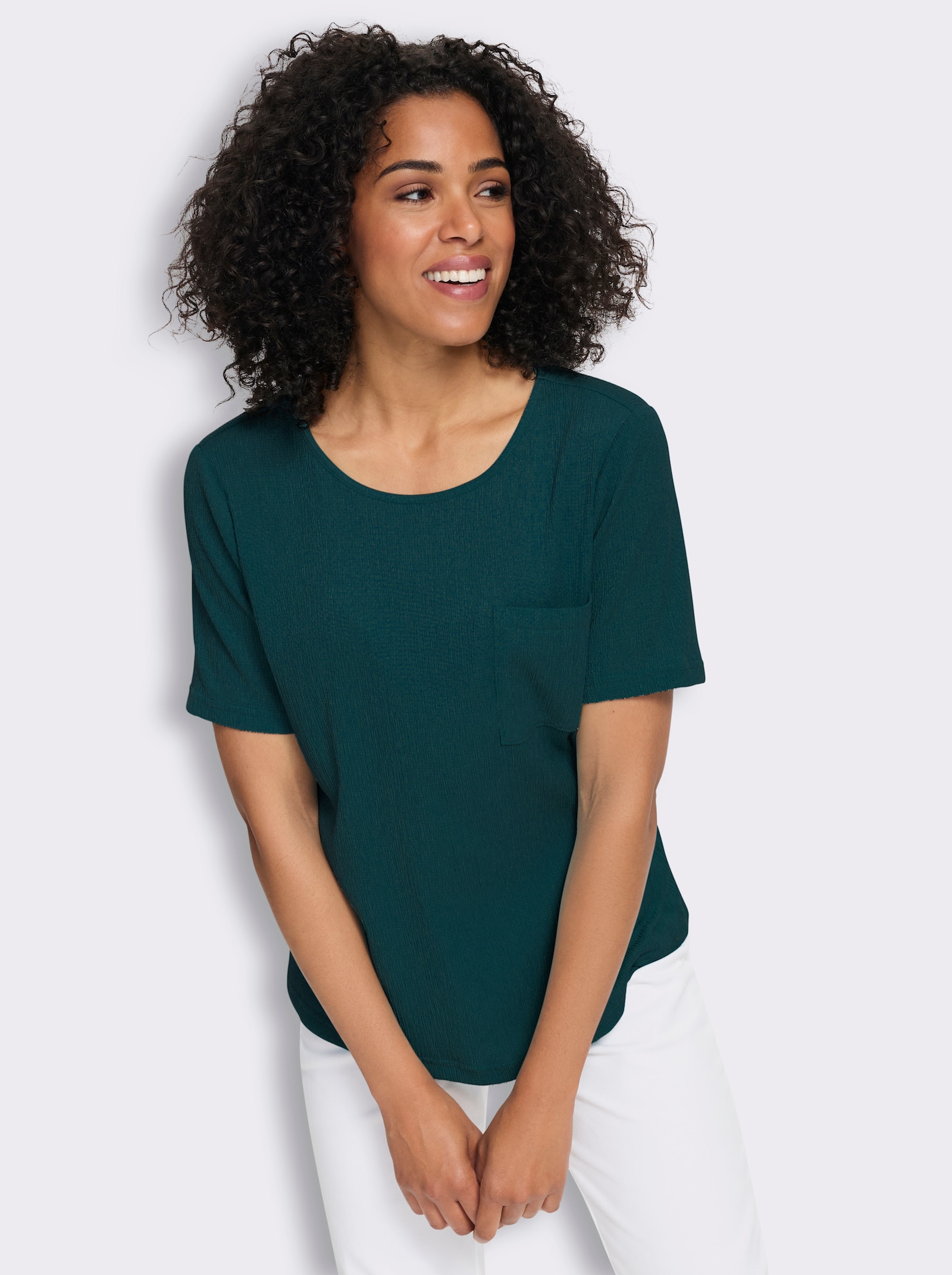 Shirt met korte mouwen en borstzak - petrol