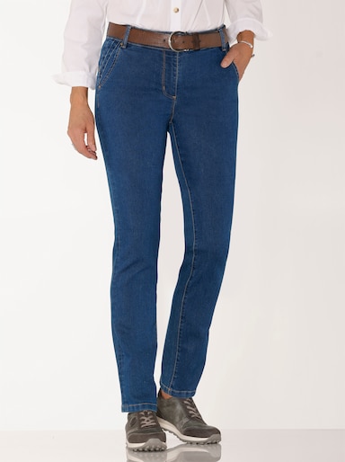 Jeans mit kontrastfarbigen Ziernähten - blue-stone-washed