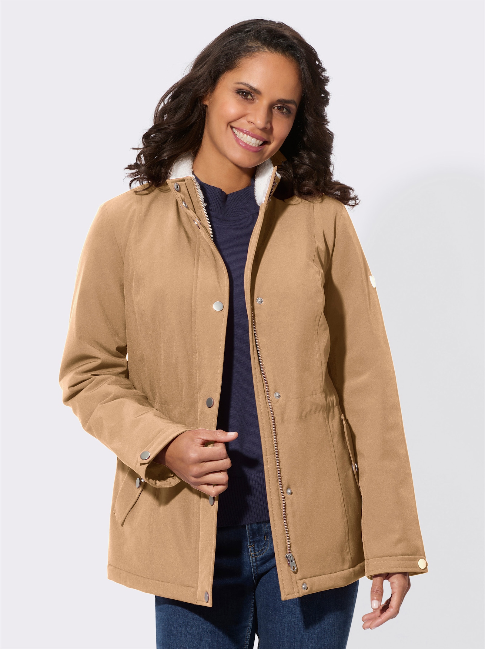 Jacke mit Teddyfleece-Futter - camel