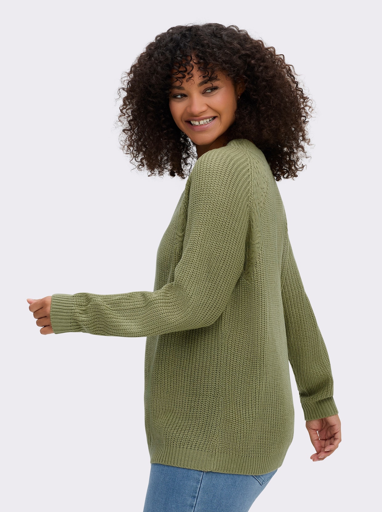 Stehkragenpullover mit Raglan-Ärmeln - schilf