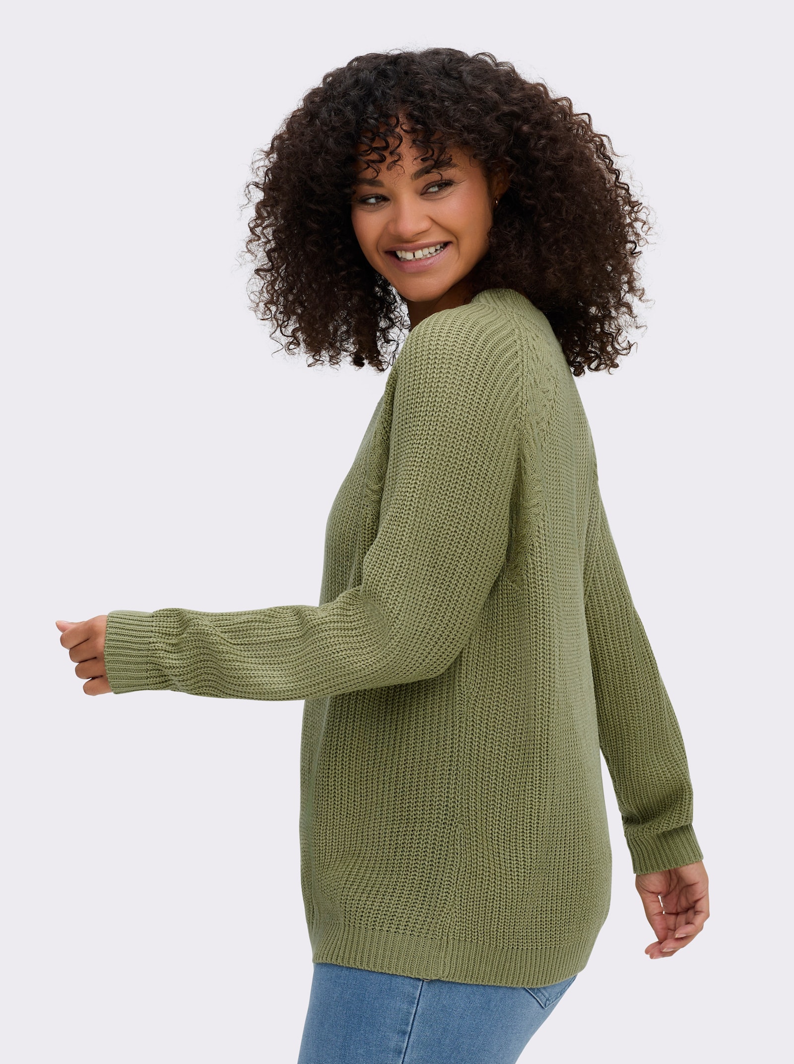 Stehkragenpullover mit Raglan-Ärmeln - schilf
