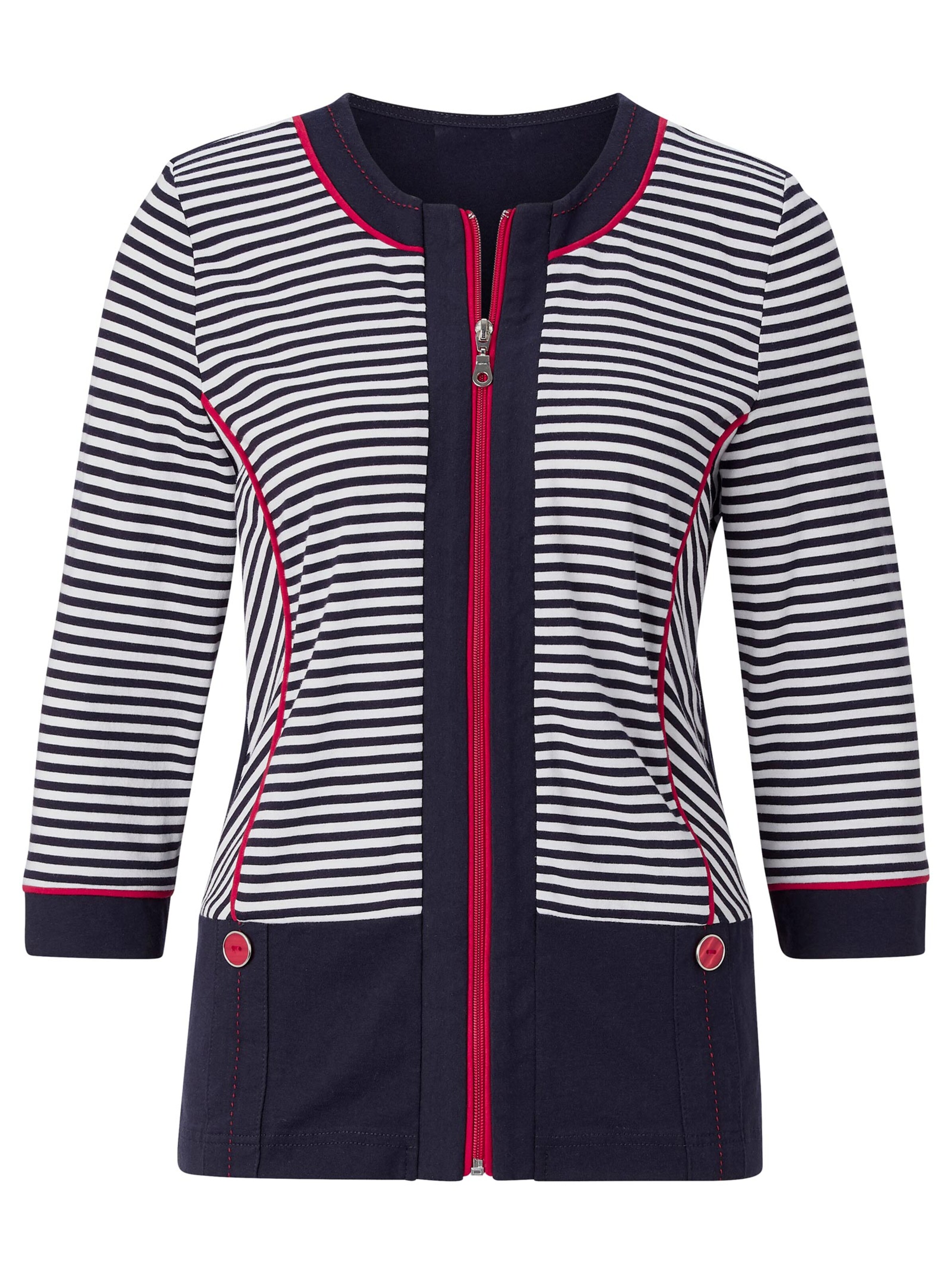 Collection L Shirtjacke - marine-geringelt