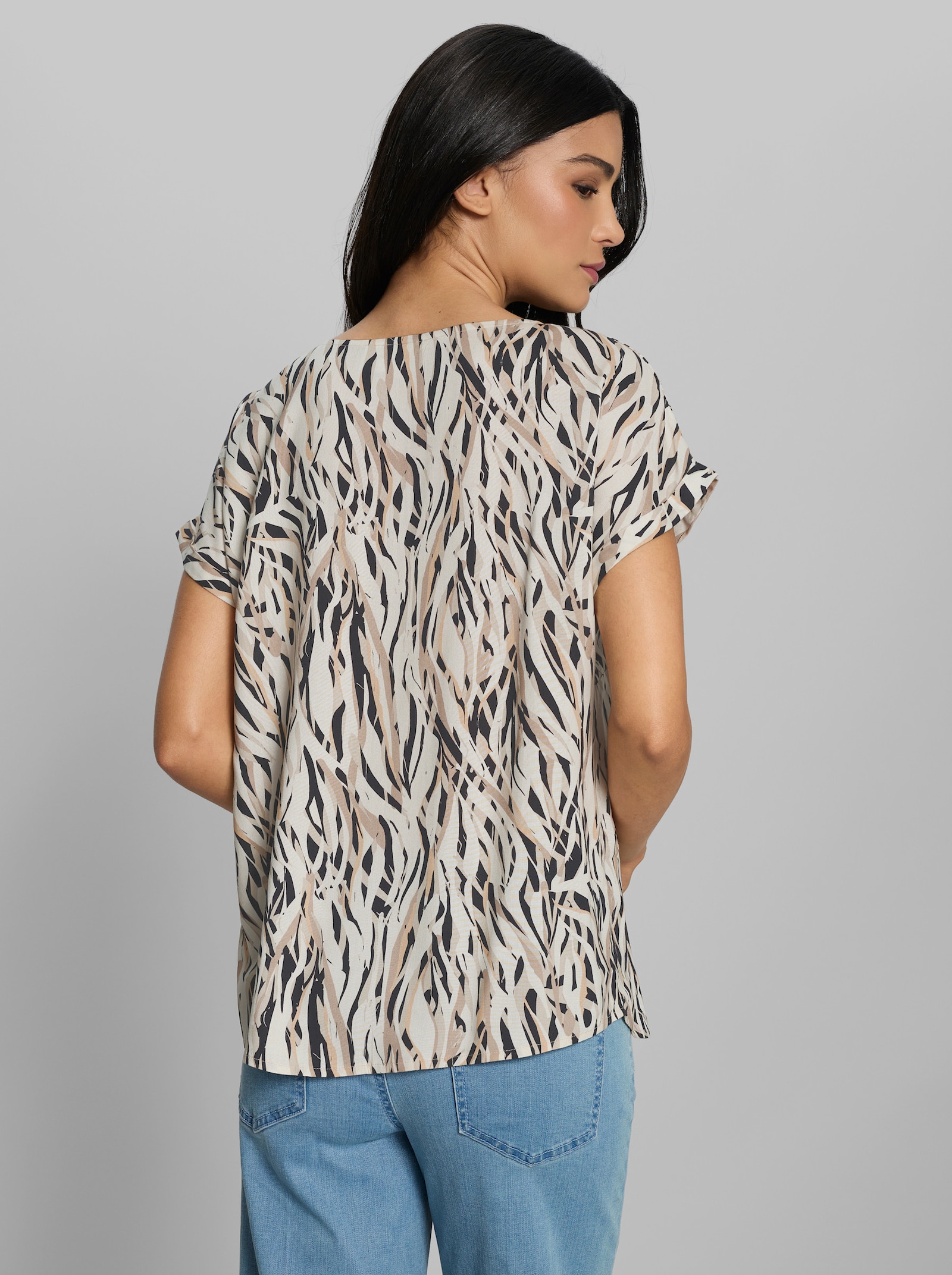 heine Druckbluse mit abstraktem Muster - champagner-schwarz-bedruckt