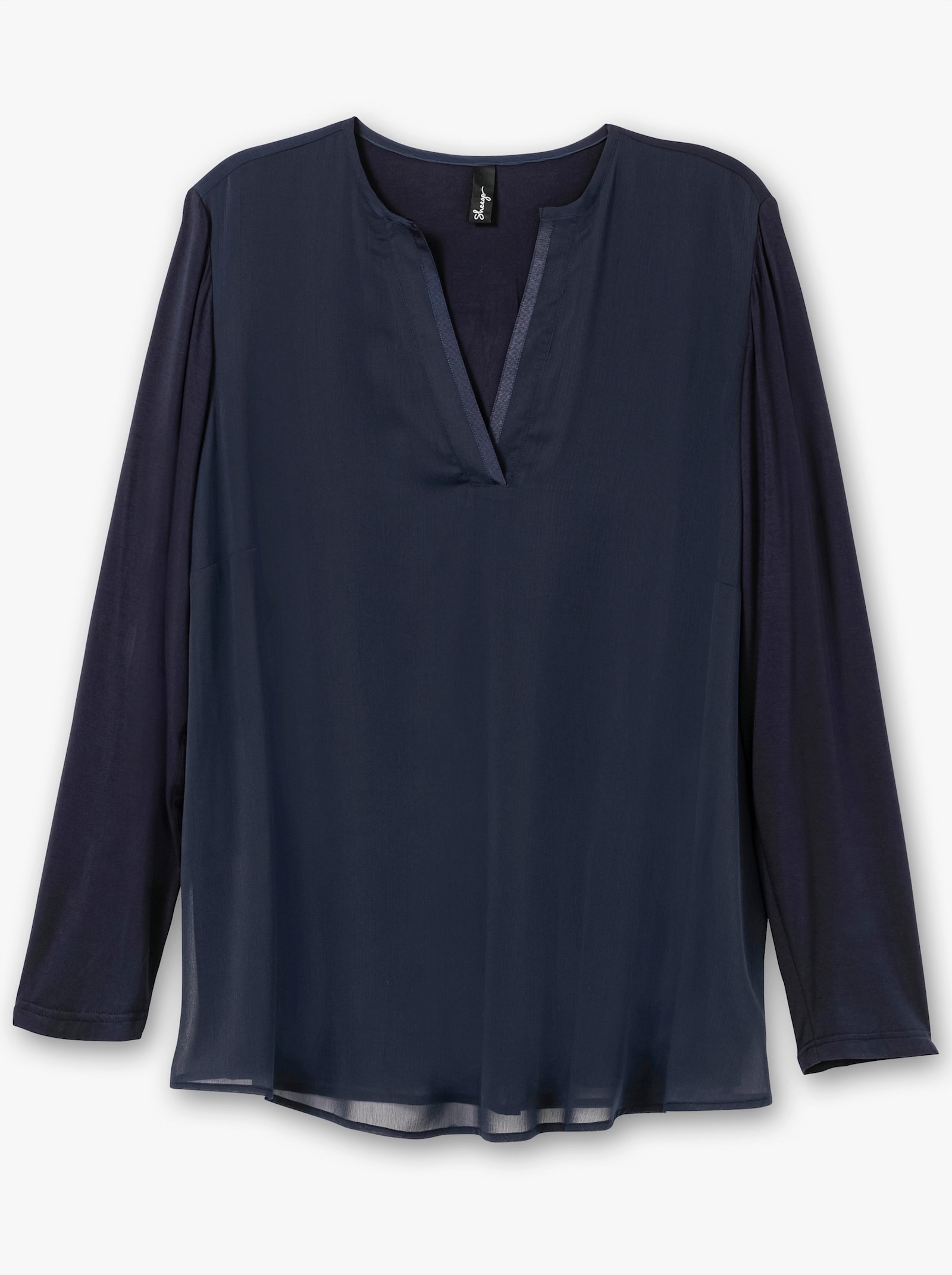sheego Tunika mit tiefem V-Schlitz - nachtblau