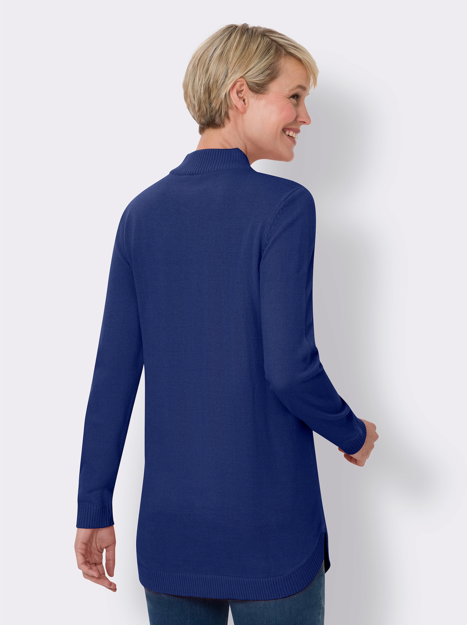 Pullover mit abgerundetem Saum - royalblau