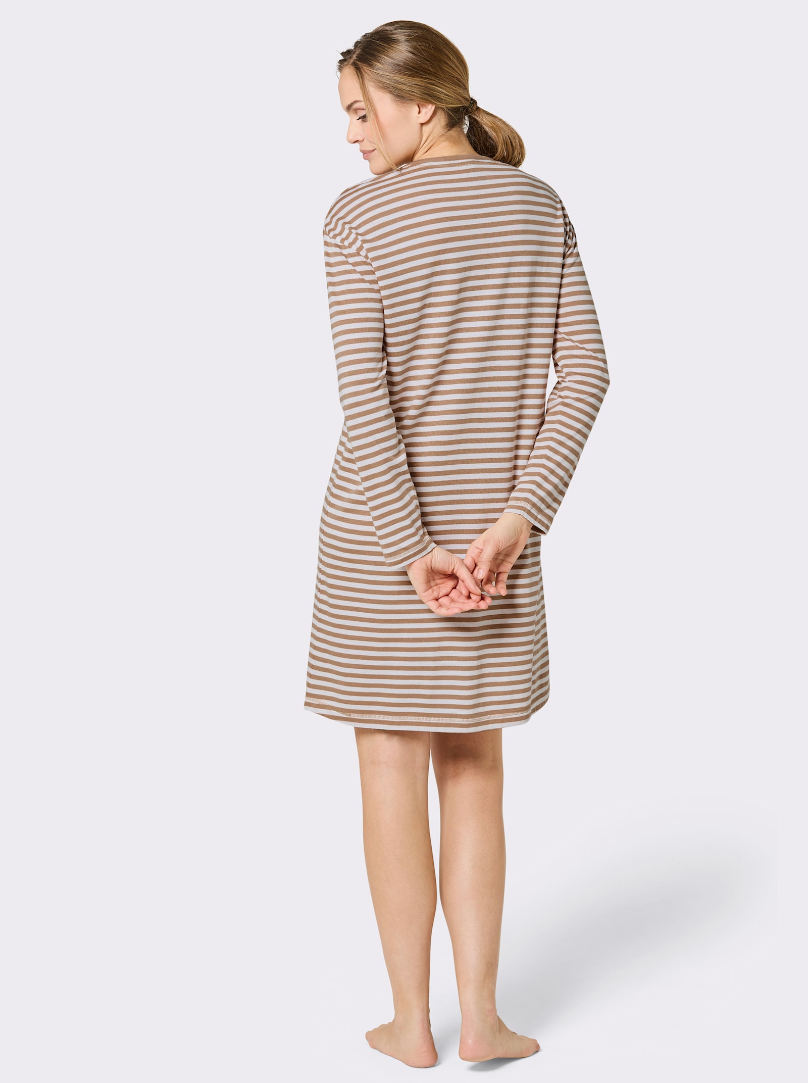 wäschepur Sleepshirt im Ringel-Look - camel-weiß