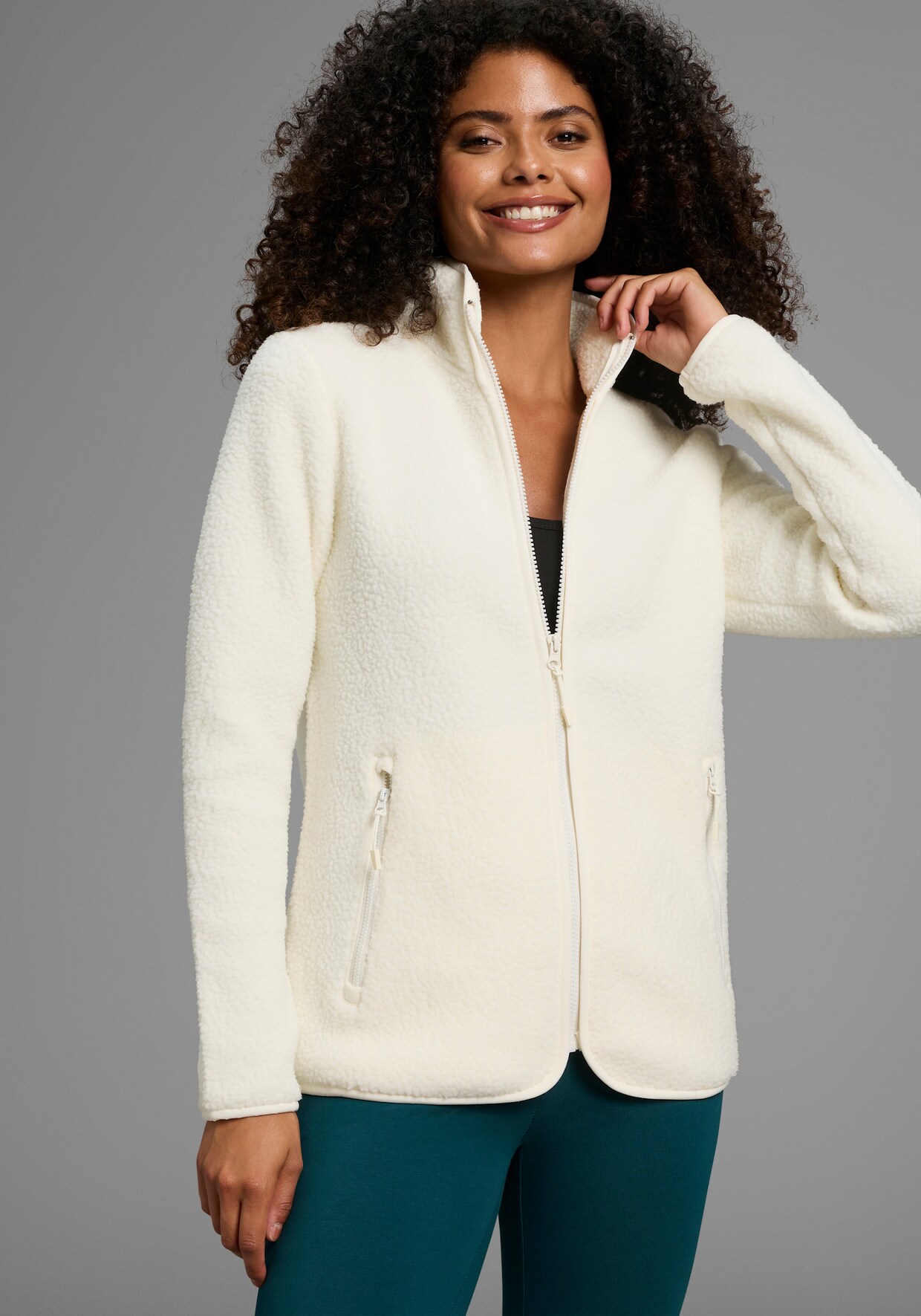 Fleecejacke - woll weiß