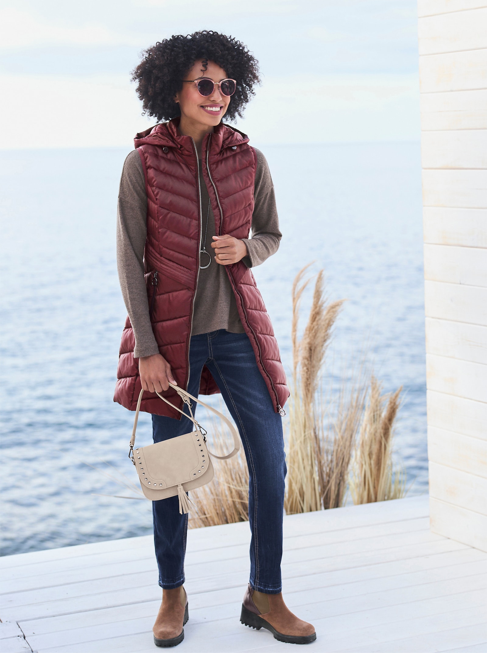 heine Bodywarmer met afneembare capuchon - bordeaux