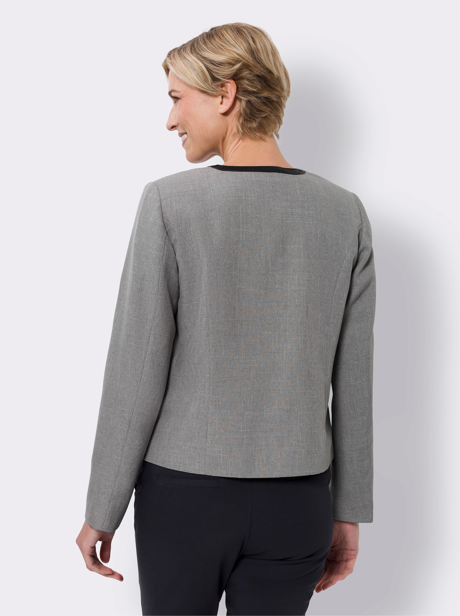Blazer mit Schulterpolstern - grau-meliert
