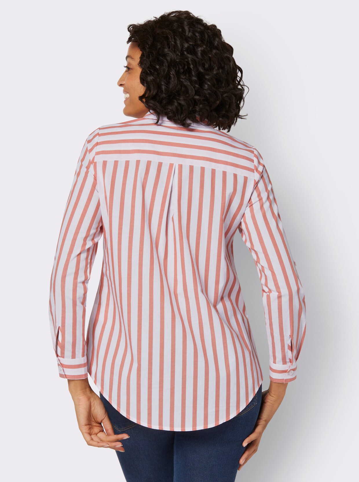 Gestreifte Bluse - papaya-ecru-gestreift